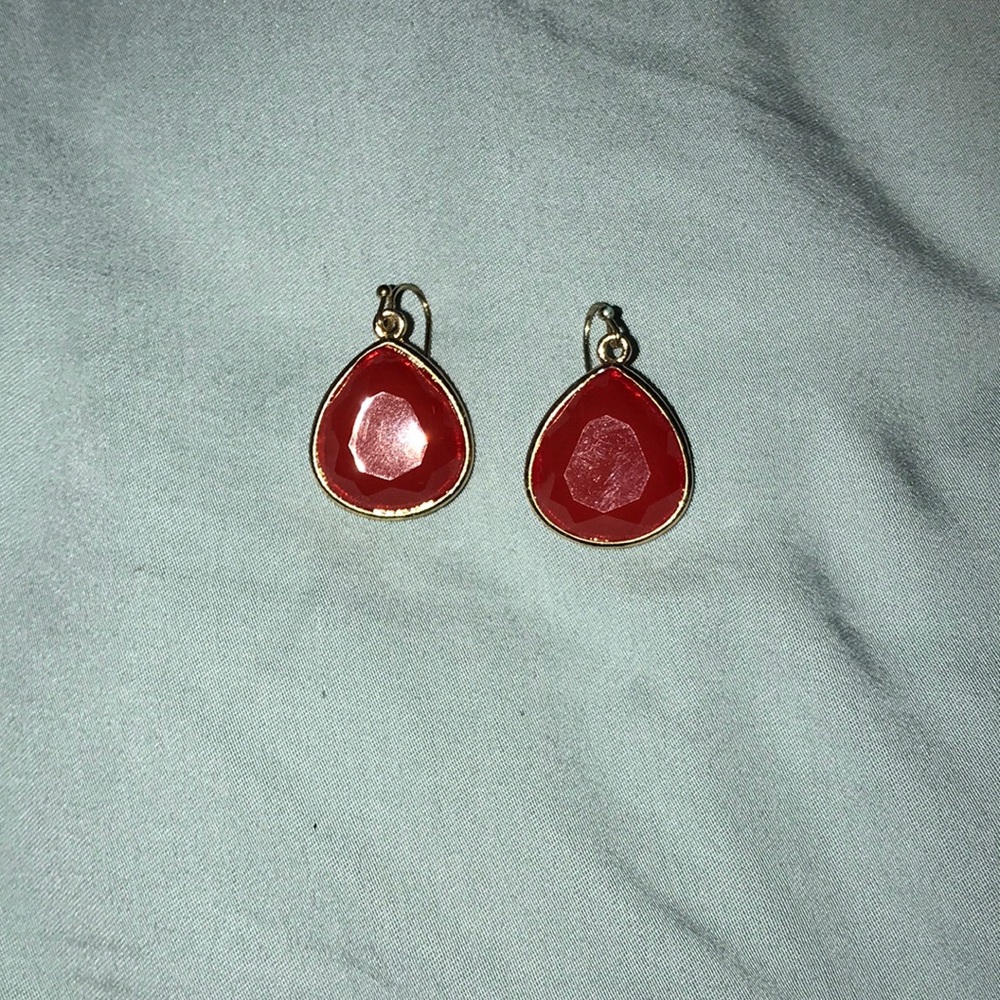 Red teardrop earrings